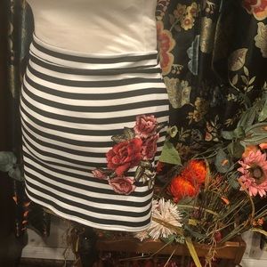 PaperMoon Striped Mini Skirt w/Rose Appliqué